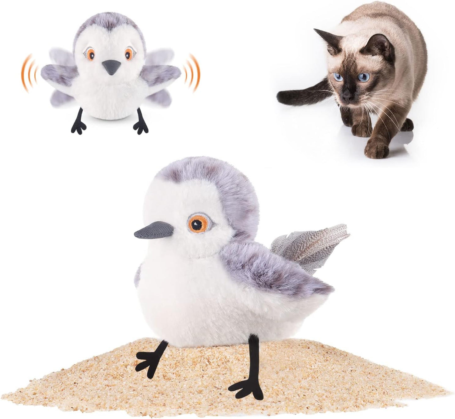 Potaroma Interactive Flapping Bird Cat Toy, Rechargeable & Touch Activated